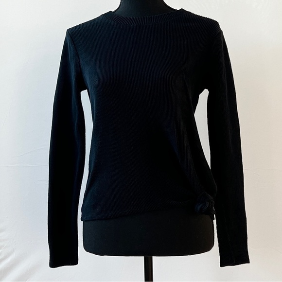 Madewell Tops - Madewell Black Long Sleeved Ribbed Asymmetrical Top, Size Extra Small